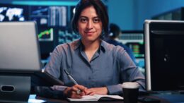 Portrait of young adult successful business woman, secretary, sales manager, consultant, in formal